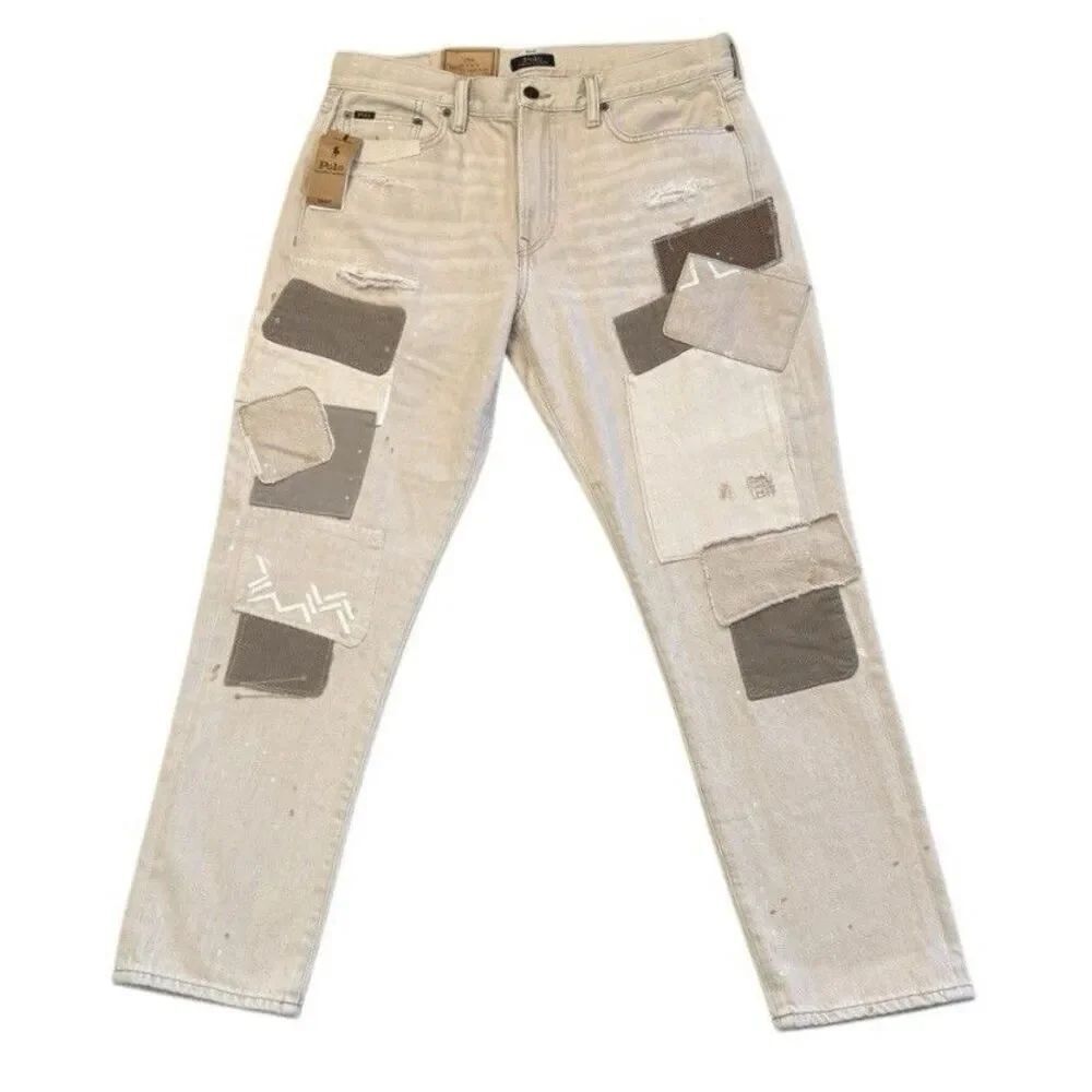 Polo Ralph Lauren Women's Cream 1967 Avery Boyfriend Patchwork Jeans 29 NWT